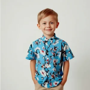 Camisa Azul Hawaiana para Niño